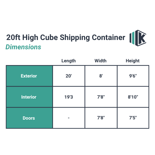 20ft high cube shipping container dimensions